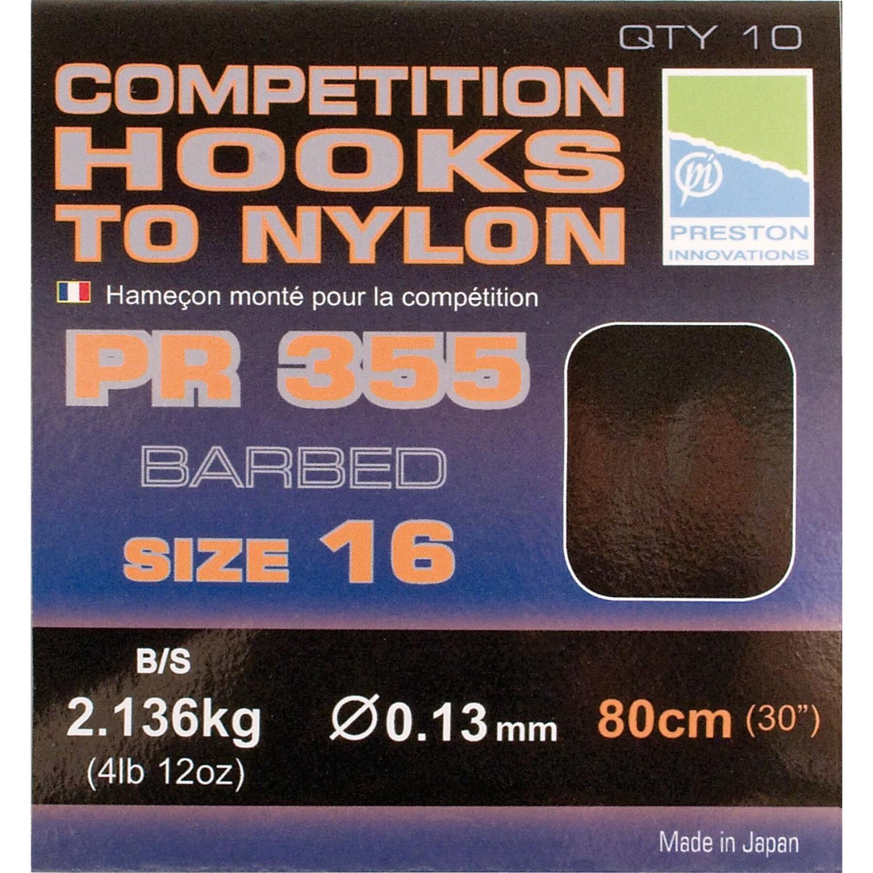 Montierte Haken Preston Competition 355 Hooks To Nylon Size 16