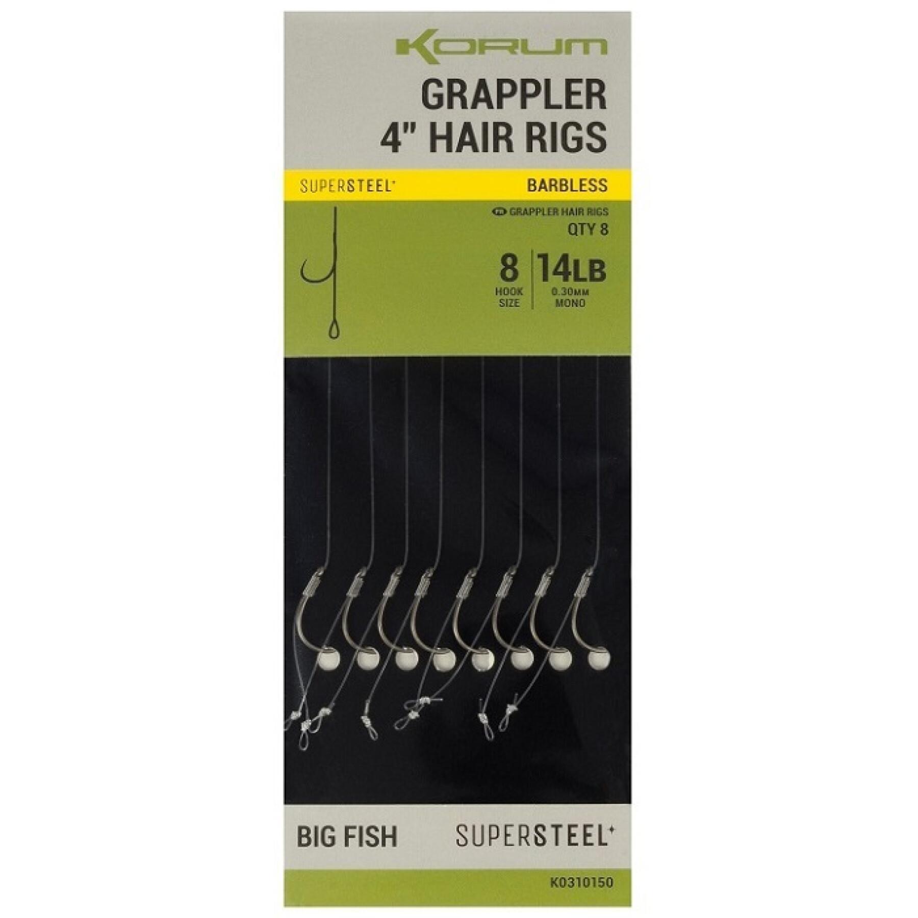Schlaghaken Korum Grappler Hair Rigs 4 Barbless x5