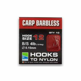 Haken ohne Dorn Preston Carp Hooks to Nylon Size 12 x10