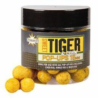 Dichte Boilies Dynamite Baits sweet tiger & corn Pop-ups 15 mm