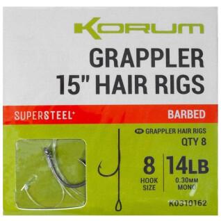 Raubfischhaken Korum Grappler Hair Rigs 15 Barbed 8 x5