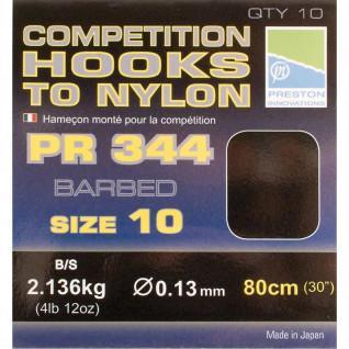 Montierte Haken Preston Competition 344 Hooks To Nylon Size 10