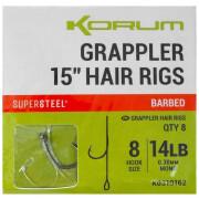 Raubfischhaken Korum Grappler Hair Rigs 15 Barbed 8 x5
